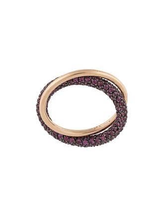 Dalila Barkache 18kt rose gold double ruby pav&eacute; ring