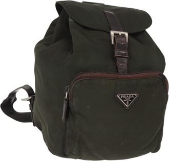 Prada Front Pocket Backpack Tessuto Khaki Nylon Backpack Bag (Pre-Owned)