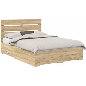 vidaXL Bed Frame with Drawer Sonoma Oak 140 x 190 cm Engineered Wood vidaXL