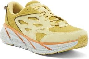 Hoka One One Clifton L Suede Sneaker in Golden Lichen /Celery Root at Nordstrom Rack, Size 14 Womens / 13 Mens