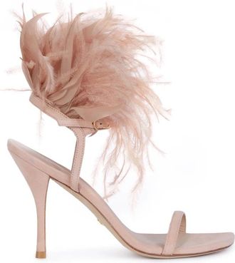 Stuart Weitzman Plume 100 Sandal - Dames - Sandalen met hakken - Roze - 38 1/2 EU - Su&egrave;de - Schoenen