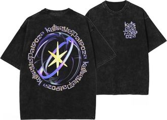 Generic KATSEYE 2025 Concert Fan Support Vintage Wash T-Shirt - Unisex Cotton Tee with Retro Washed Fabric and Clear Graphic for Fans (Black,L)