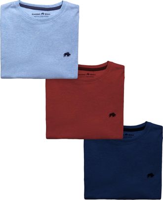 Raging Bull Mens Classic Organic Cotton T-Shirt (Pack of 3) (5XL) (Blue/Red/Navy)