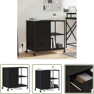 vidaXL Stazione di ricarica - Cabina con Stazione di Ricarica Rovere Nero 76 x 41 x 72 cm
