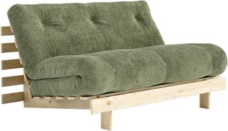 Karup Design Roots Schlafsofa, 140 x 200 cm, Kiefer natur / khaki green (553)