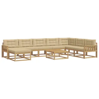 vidaXL Set Di Divani Da Esterno 9 Pz Bianco E Beige Vidaxl