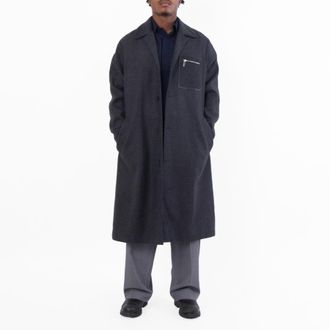 Fendi Mens Single-Breasted Cashmere Coat, Brand Size 52 (Waist Size 36)