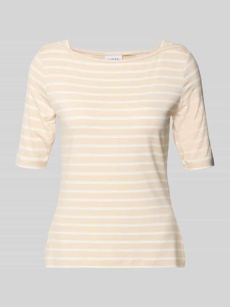 Comma T-Shirt mit U-Boot-Ausschnitt in Sand, Gr&ouml;&szlig;e 34