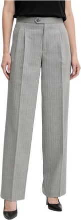 Twinset Gestreepte Pantalon met Plooi - Dames - Straight fit broeken - Grijs - M - Wol - Broeken