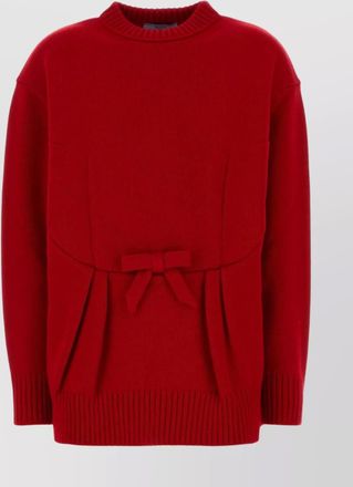 Prada oversized knit sweater with bow and pleats