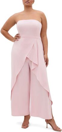 City Chic Attract Strapless Jumpsuit in Heavenly Pink at Nordstrom, Size 16W