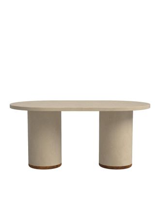 Hannun Mesa de exterior de microcemento en color arena, 160cm