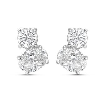 Diana M. Jewels 14K WG Gold 2 Stone Earrings 10.00 Ct