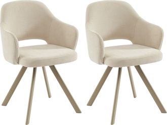 Vente-Unique Conjunto de 2 sillas giratorias de tela tweed y metal beige - Crema - RASEMA