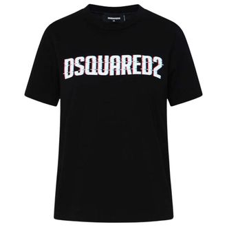 Dsquared2 Womens Logo Print Crew Neck Black T-shirt Cotton - Size Large