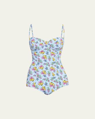 Dolce & Gabbana Floral Balconette One-Piece Swimsuit
