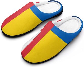 Generic Ukraine UK Flag Mens House Slippers Memory Foam Washable Cotton Slip on Home Shoes