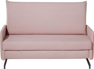 Beliani Sof&aacute; Cama Tapizado En Tela Rosa 2 Plazas Sala De Estar Moderna Belfast