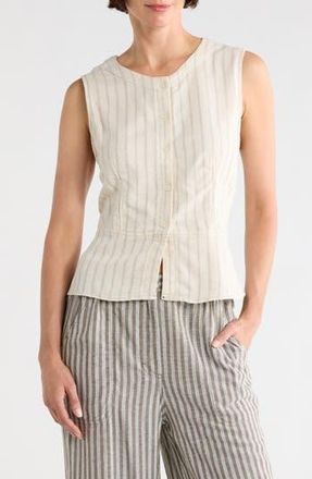 Max Studio Pinstripe Button Front Vest in Natural Dashing Stripe at Nordstrom Rack, Size X-Small