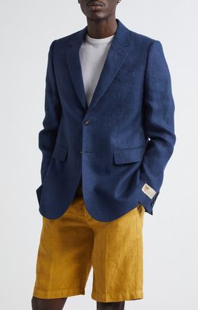 Massimo Alba Memphis Linen Blazer in Blue at Nordstrom, Size 46 Us