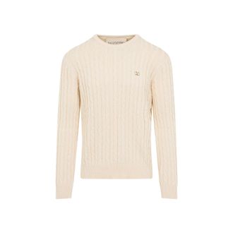 Valentino Ivory Cotton Pullover-Uomo