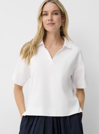Contemporaine Womens Pima cotton Johnny collar boxy T-shirt