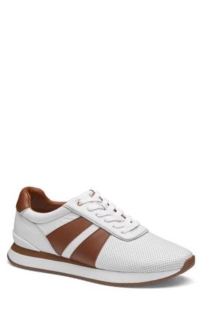 Johnston & Murphy Morgan Sneaker in White/Tan Full Grain at Nordstrom, Size 11.5