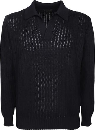Dell'Oglio Polo-kraag Trui - Heren - Polos - Zwart - L - Wol - Tops