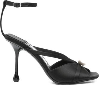 Jimmy Choo London Zwarte zijden en nylon sandalen - Dames - Sandalen met hakken - Zwart - 41 EU - Nylon - Schoenen