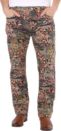 Roberto Cavalli Animalier Camouflage Print Straight Fit Cotton Jeans, Waist Size 29