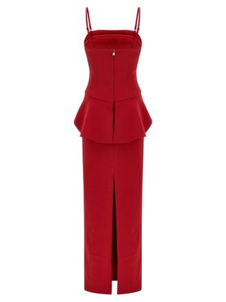 Rotate 3D Floral-Detail Cr&ecirc;pe Dress - Red