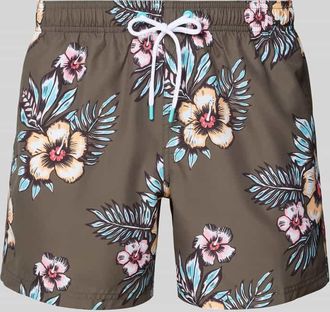 Sundek Badehose mit Ges&auml;&szlig;tasche und Label-Patch in Oliv, Gr&ouml;&szlig;e XXL