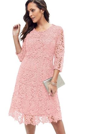 Jessica London Lace Fit & Flare Dress in Soft Blush at Nordstrom, Size 28