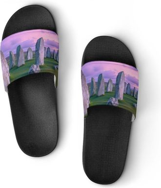 Generic The Ancient Stone Circle of Callanish Islands Unisex Beach Slippers & Pool Slides Anti-Slip House Shoes for Home Outdoor