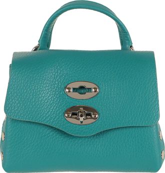 Zanellato Postina Super Baby Studded Laminated Leather Shoulder Bag