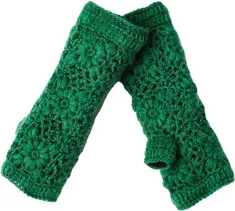 Nirvanna Designs Flower Crochet Handwarmers in Emerald at Nordstrom