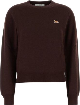 Maison Kitsun&eacute; Truien & Vesten, Dames, Bruin, S, Round-neck Truien