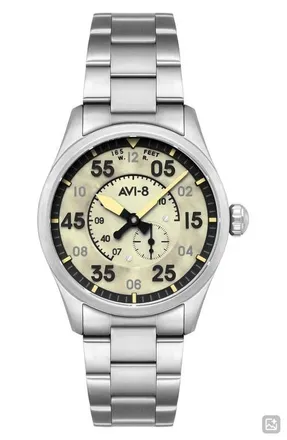 AVI-8 Spitfire Type 300 Automatic Bracelet Watch, 42mm in Cream at Nordstrom