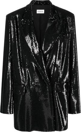 P.A.R.O.S.H. sequin-embellished blazer - women - Polyamide/Polyester/Polyester - L - Black