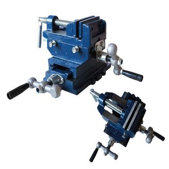 Trade Shop Trade Shop Traesio - Morsa A Croce Da 75mm 3 Doppie Ganasce Per Trapano A Colonna Da Banco Bancone