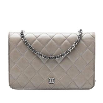 Chanel Pre-owned Mini Flap Bag - Dames - Pre-owned - Grijs - Maat: ONE Size Leer