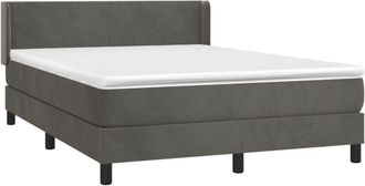 vidaXL Cama Box Spring Con Colch&oacute;n Terciopelo Gris Oscuro 140x200 Cm Vidaxl