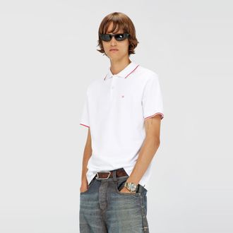 Diesel Polo shirt with micro Diesel embroidery - Polos - Man - White