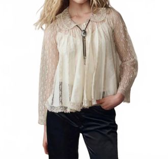 The Great. The Keepsake Lace Collared Top In Cream