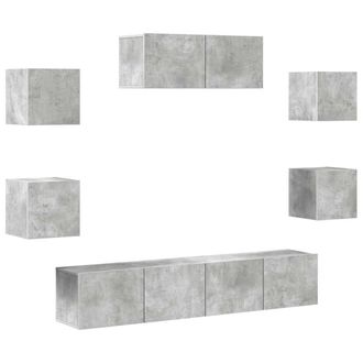 vidaXL Set De Muebles De Tv 7 Pzas Madera Contrachapada Gris Hormig&oacute;n Vidaxl