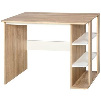 HOMCOM Mesa de Escritorio 100x55x74 cm Color Roble y Blanco