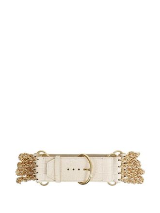 Chlo&eacute; White Textured Buckle Belt