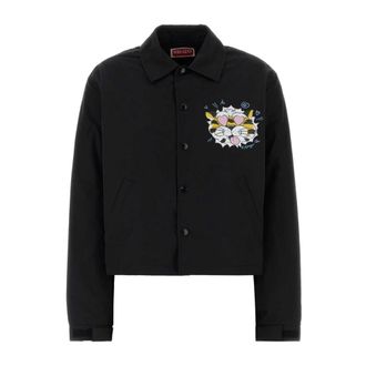 Kenzo Wild Tiger Cropped Coach Jacket - female - Kenzo - Light Jackets - Black - XS - Jackets