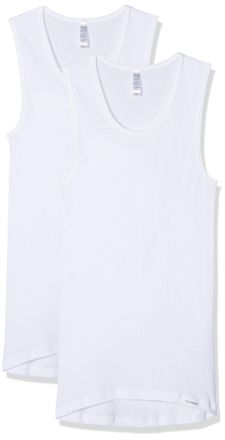 Palmers Mens Doppelripp Tank Ärmellos Doppelpack Undershirt, White (White 100), M (Pack of 2)