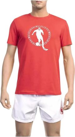Dirk Bikkembergs Rood Katoenen T-shirt met Voorkant Print - Heren - T-shirts - Rood - XL - Katoen - Tops